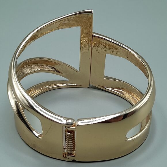 Vtg Wide Bracelet Bangle Hinged Clamper Art Deco Revival Jewelry Unique - Picture 6 of 10